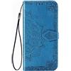 Fertuo Cover Samsung Galaxy A51, Custodia Portafoglio a Libro in Pelle Flip Cover con Porta Carte, Kickstand, Chiusura Magnetica [Disegni di Mandala] Case Antiurto per Samsung Galaxy A51, Blu