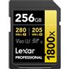 Lexar SDXC Professional 256GB 1800x UHS-II serie GOLD, Classe 10, U3, V60, per Registrazione video in 4K, nero