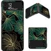 BWEGRHE Progettata per Samsung Galaxy Z Flip 3 5G, custodia sottile in policarbonato rigido con motivo artistico a foglie, cover antiurto per ricarica wireless per Galaxy Z Flip 3 (2021)