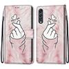 VQWQ Cover per LG Velvet 4G 5G, Custodia a Portafoglio in Pelle PU Stampa Animale Slot per Schede Libro Supporto Cordino Chiusura Magnetica Cavalletto Flip Case Wallet per Maschio Donna -[DKS]-Mano