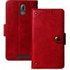 Dingshengk Rosso Retro Vera Pelle Case per BRONDI Amico Smartphone S Nero 5.7 Custodia Caso Premium Leather Cover Flip Guscio Protettiva Copertina Portafoglio Magnetico Anti Urto e Anti Graffi