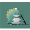 LiWerlly Custodia per Apple AirPods Pro, motivo dinosauro cartone animato, in silicone, verde, con portachiavi