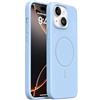 Mixroom - Custodia Cover Case per iPhone 14 Plus/iPhone 15 Plus in Tpu silicone liquido morbido compatibile con MagSafe con cerchio magnetico integrato Celeste C09