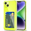 Svanove per iPhone 14 Custodia con Slot, Trasparente con Porta Carte Fotocamera Case Protettiva, Sottile Protezione Silicone Portafoglio Cover Antiurto Slim Custodia, Verde Fluo