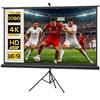 HOMCOM Telo Proiettore 100 Pollici 4K HD 4:3 con Treppiede Nero