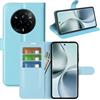 JIUNINE Cover per Realme 14 Pro 5G, Custodia Portafoglio Libro in Pelle Sintetica Antiurto Cover Flip Case con [Carta Fessura] [Supporto Stand] [Fibbia Magnetica], Blu