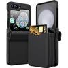 KNOXS Cover per Samsung Galaxy Z Flip 6, Le schede possono essere inserite Cover Ultra Sottile PC Samsung Galaxy Z Flip 6 Custodia Antiurto Anti-impronta Leggero Protettiva (Nero)