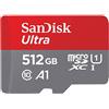 SanDisk Ultra 512 GB microSDXC Memory Card + SD Adapter with A1 App Performance Up to 100 MB/s, Class 10, U1, Red/Grey