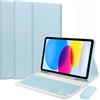 EHLCYS Custodia Tastiera per iPad 10 Generazione/(A16) 11 Generation (11/10.9 pollici, 2025/2022), Con Mouse QWERTY Tastiera Bluetooth Staccabile Custodia Tastiera con Portapenne,Blu