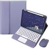 HLTOOP Custodia con Tastiera per Redmi Pad PRO 12.1 2024 con Portapenne, Tastiera Wireless Rimovibile con Touchpad, Mouse per Tablet,Purple1