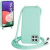 WenBaby Cover Compatible con Samsung Galaxy A22 5G,Cellulare Girocollo Custodia con Cordino TPU Corda Silicone Case Bumper per Samsung Galaxy A22 5G Custodia, Verde menta piperita