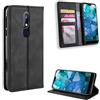 Jiajihua Custodia Compatibile con Nokia 7.1 in pelle PU Flip Kickstand Wallet Card Slot Chiusura magnetica Black