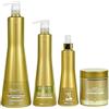 Organic Gold Kit professionale di schermatura dei capelli - Ricostruzione intensa - 4 prodotti: Shampoo Soft 1000 ml, Blindagem 500 ml, Maschera Restore 500 g, Spray Thermo-Protector 300 ml