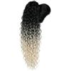 Ser Mulher Coda Capelli Extension Riccia, Lunga: 70 cm - Peso: 146 g con Coulisse Regolabile - Coda Finta Capelli, Voluminosa in Termofibra Naturale, Facile da Applicare, JACY, Black Blonde Degradee