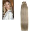 Larafona Extension in capelli veri 9A, biondo beige, 100% Remy Human Hair Weave Double Weft 24# 100 g/pc 65 cm