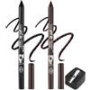Generico 2 Pcs Colorato Gel Glitter Eyeliner, Eyeliner impermeabile Labbra Liner Ombra occhi Matite sopracciglia Penna Eye Makeup (01 Nero e 06 Marrone)