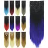 IMISSU Set da 7 pezzi con clip lunga e dritta nelle estensioni dei capelli Estensione dei capelli a testa piena Ombre Parrucchino per le donne120g (Ombre blu)