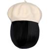 YEKEYI Parrucca cappello di lana parrucca extension con capelli dritti Bob sintetici