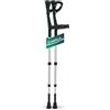 REMEDIA ONE - Stampelle Ortopediche Regolabili con Ammortizzatore, Stampelle Canadesi in Alluminio Anodizzato, Altezza 74-97cm, 2 Unità - Nero/Argento