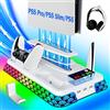LHFDIAN Supporto PS5/Slim/Pro e stazione di raffreddamento con controller LED stazione di ricarica per console PlayStation 5, accessori inclusi. Caricatore per controller, ventola di raffreddamento PS5