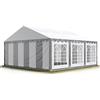 TOOLPORT Tendone per Feste 4x6 m PVC Grigio-Bianco 100% Impermeabile Gazebo da Giardino Tendone da Esterno Tenda Party