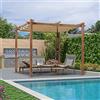 PURPLE LEAF Pergolato da Giardino Pergola 3 x 3 M in Alluminio per Esterno con Tetto a Scomparsa Poliestere Impermeabile e Resistente ai Raggi UV Struttura in Legno Struttura in Legno, Khaki