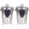 Buri 2X Verbrennungstonne 75l Zincato Canna Fuoco Giardino Braciere Forno da Terrazzo