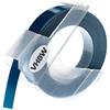 vhbw Cassetta nastro per goffratura 3D compatibile con Dymo Label Buddy 20008, Mini, Maxi 1755 etichettatrice 3m x 9 mm bianco su blu scuro