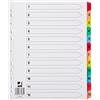 Q-Connect Indice 1 - 10 in cartone rinforzato - multicolore Index 1-12