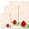 Paper-Media 50 fogli di carta da lettera decorati Motivo Fiori ROSA ROSSA DIN A4 - Paper-Media