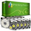 Printing Pleasure 5 x XR-9WE XR-9WE1 Nero su Bianco Nastro compatibile per Casio KL-60 KL-100 KL-120 KL-200 KL-300 KL-750 KL-780 KL-820 KL-2000 KL-7000 KL-7200 KL-8100 KL-8200 CW-L300 | 9mm x 8m
