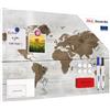 ALLboards Lavagna magnetica in acciaio MAPPA CHIARA 60x40cm METALboards lastra adatta per tutti i tipi di calamite + set di accessori GRATIS