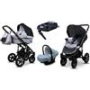 BabyLux® Bambini Passeggino Completo Set 4 in 1 - Sky Lark - incl. Navicella, Canna, Seggiolino Auto, ISOFIX Base - Carrozzina Neonati Sistema Combinato - con Borsa fasciatoio ecc.