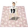 Treer Tappetino Seggiolone Bambini 110cm Tappeto Seggiolone per Protezione Pavimento Impermeabile Antiscivolo e Lavabile con Stampa Creativo, Tappeti Gioco Bambini Pieghevole (Coniglietto Rosa)