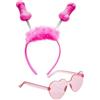 realGOOS Cerchietto con antenne piselli e occhiali rosa a forma di cuore per festa di addio al nubilato sexy hot party gadget per adulti 18+