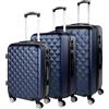 ITACA - Set valigie - Set Valigie Rigide Offerte. Valigia Grande Rigida, Valigia Media Rigida e Bagaglio a Mano. Set di Valigie con Lucchetto Combinazione TSA, Blu