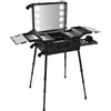 Loobiiny Valigetta per Cosmetici Trolley Cosmetico Professionale Valigetta Trucchi con Specchio LED 45x35 cm 4 Scomparti Altezza Regolabile 39-85 cm Gambe Pieghevoli per Truccatore e Nail Artist