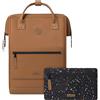 Cabaïa - Zaino Adventurer Torino - Maxi 23L - Idrorepellente - scomparto per PC fino a 15″ - 2 tasche intercambiabili - Vegan certificato - Zaino da viaggio, lavoro e scuola - Marrone