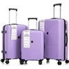 R.Leone Valigia da 1 Fino a Set 3 Bagaglio a mano 55x40x20 Ryanair, Medio, Grande Ultra Strong Antiurto Trolley leggero 8 ruote Polipropilene 9188 (Lilla, Set 3 Pezzi S M L)