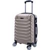 R.Leone Valigia da 1 pezzo Fino a Set 4 Trolley Rigido grande, medio, bagaglio a mano e beauty case 8 ruote in ABS 2026 (Oro, S Bagaglio a mano)
