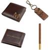 Glimmerday Set Regalo in pelle 3 in 1 per Uomo con Bellissima Confezione Regalo Portafoglio Personalizzato Portachiavi Personalizzato Penna con Firma, Confezione Regalo per Papà Fidanzato di San Valentino