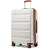 KONO Valigia Leggera da 75 cm, Valigie Trolley Bagaglio a Mano Guscio Rigido con Serratura TSA, Design Espandibile, 4 Doppie Ruote Girevoli (Bianco Crema, 75 x 47.5 x 29.5 cm)