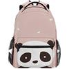 Mnsruu Grazioso zaino per la scuola, da viaggio, per studenti, ragazzi e ragazze, con motivo a panda su sfondo rosa
