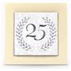 Albalù Icona in Legno con Piastrella in Gres Decorata Tema 25 Anni Anniversario Matrimonio - Idea Regalo Nozze d'Argento con Piedino da Appoggio