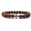 KARDINAL WEIST crocifisso legno perline bracciale, gioielli per donna e uomo, FEDE - AMORE - SPERANZA - №3 (M, Blanco)