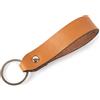 HAPPER STUDIO Marrone chiaro portachiavi di pelle con anello a forma di goccia. Frase incisa: HOME SWEET HOME