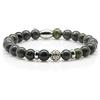 Generic Bracciale serpentino Bracciale con perline Perline verdi Sfera 8 mm Anello distanziatore in acciaio inossidabile Perline con strass Donna Uomo (Squillo)