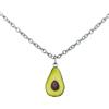 Generico Collana con Pendente Avocado - Mini Avocado Fatto a Mano - Finitura Lucida Water Glass - Catena in Acciaio Inox 42 cm