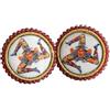 Generico Orecchini con mattonelle tonde in ceramica di Caltagirone e perline rosse