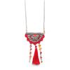 Handmade collana boho hippy con ciondolo all'uncinetto e perline